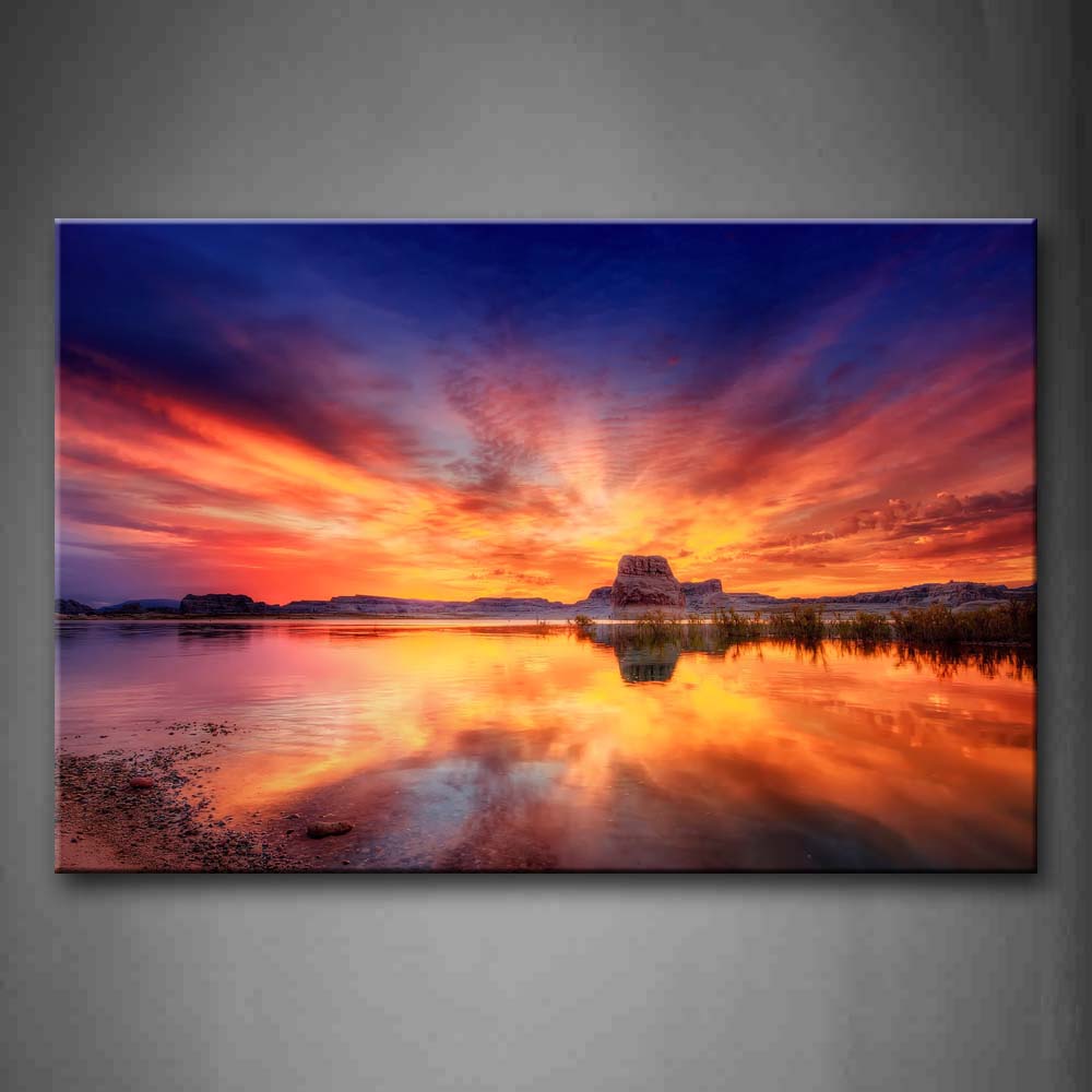 Sunset Distant From Lake Wall Art Painting The Picture Print On Canvas Seascape Pictures For Home Decor Decoration Gift 