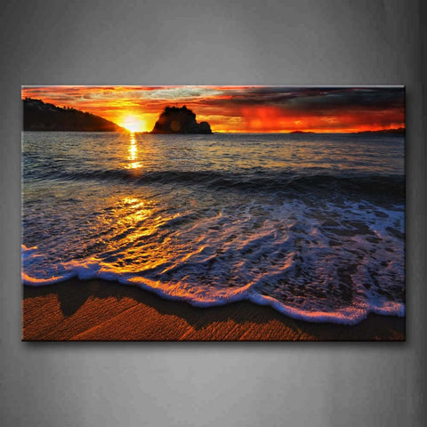 Waves On The Beach And Sunset Wall Art Painting Pictures Print On Canvas Seascape The Picture For Home Modern Decoration 