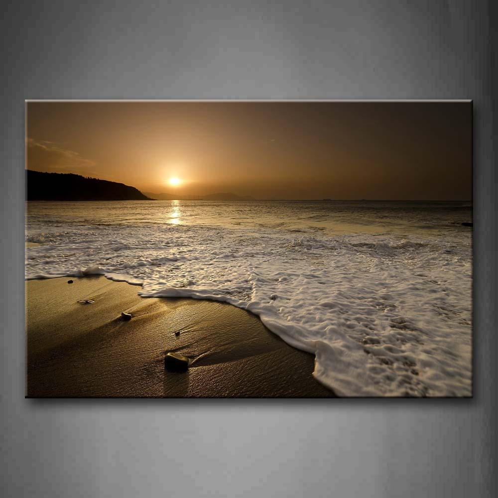 Waves On The Beach Sunrise Wall Art Painting The Picture Print On Canvas Seascape Pictures For Home Decor Decoration Gift 