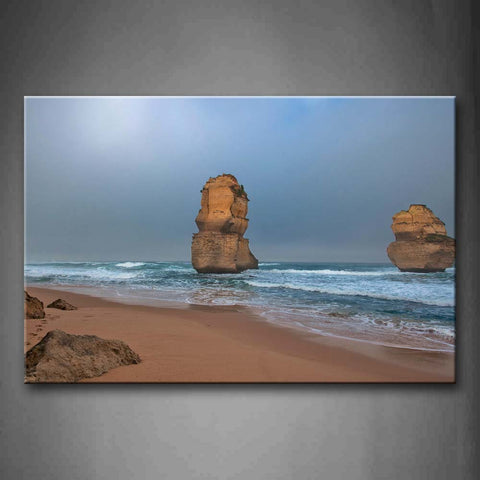 Fancy Rocks On The Ocean Beach Wall Art Painting Pictures Print On Canvas Seascape The Picture For Home Modern Decoration 