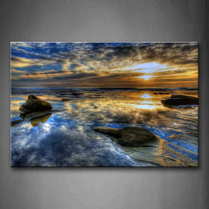 Reflection Of The Sunrise Beach  Wall Art Painting Pictures Print On Canvas Seascape The Picture For Home Modern Decoration 