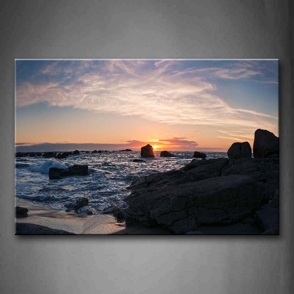 Sunrise In The Distant Of Beach Wall Art Painting Pictures Print On Canvas Seascape The Picture For Home Modern Decoration 