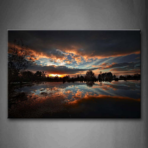 Lake And Sunset Glow Wall Art Painting Pictures Print On Canvas Seascape The Picture For Home Modern Decoration 