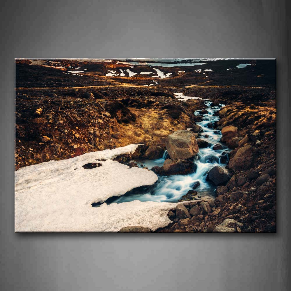 Stream Become Frozen Between Mud Land Wall Art Painting Pictures Print On Canvas Landscape The Picture For Home Modern Decoration 