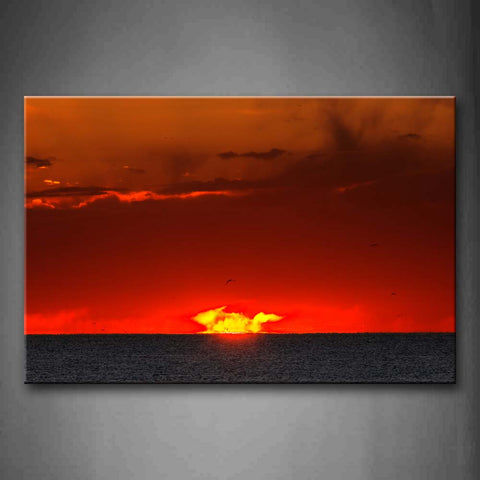 Red Sunset Glow Over The Lake Wall Art Painting The Picture Print On Canvas Seascape Pictures For Home Decor Decoration Gift 