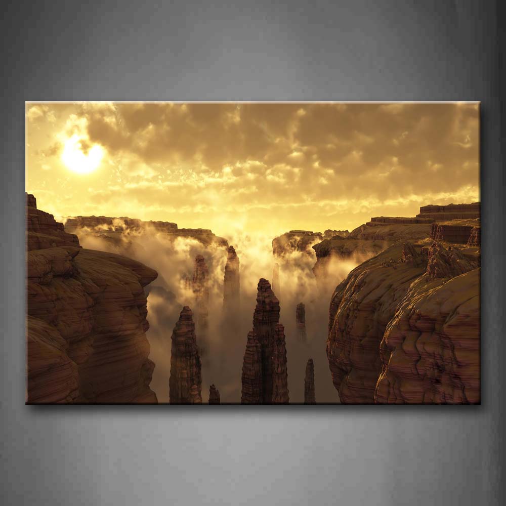 Brown Strange Corrode Rocks In Canyon Wall Art Painting Pictures Print On Canvas Landscape The Picture For Home Modern Decoration 