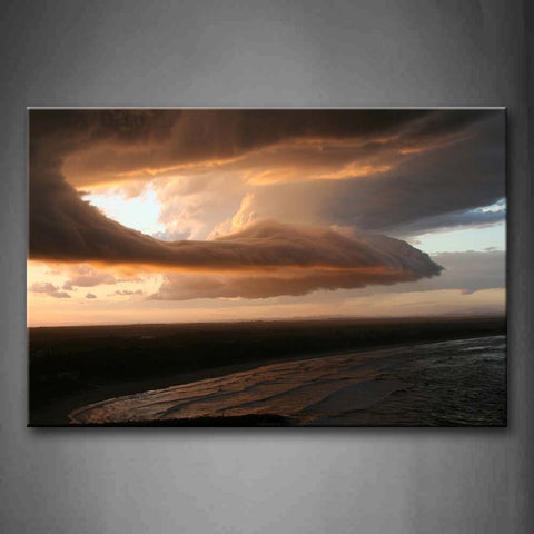 Crowded Clouds In The Sky Above Lake Wall Art Painting Pictures Print On Canvas Space The Picture For Home Modern Decoration 