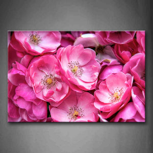 Pink Flowers With Red Hearts Wall Art Painting The Picture Print On Canvas Flower Pictures For Home Decor Decoration Gift 