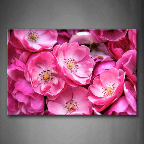 Pink Flowers With Red Hearts Wall Art Painting The Picture Print On Canvas Flower Pictures For Home Decor Decoration Gift 
