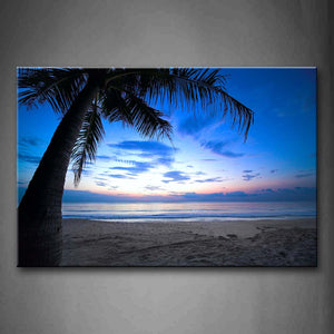 Blue Peaceful Beach And Palm Wall Art Painting The Picture Print On Canvas Seascape Pictures For Home Decor Decoration Gift 