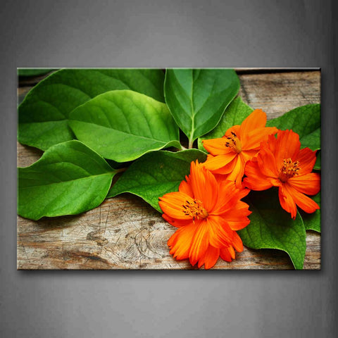 Orange Flowers And Leaves On The Ground Wall Art Painting The Picture Print On Canvas Flower Pictures For Home Decor Decoration Gift 