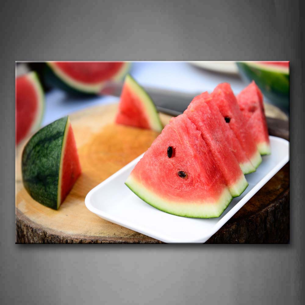 Red Watermelon In The Plate Wall Art Painting The Picture Print On Canvas Food Pictures For Home Decor Decoration Gift 