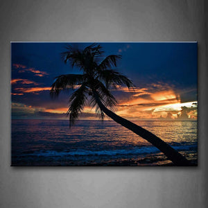 Palm And Waves On The Beach Wall Art Painting The Picture Print On Canvas Seascape Pictures For Home Decor Decoration Gift 