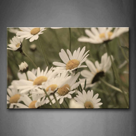 Yellow Hearts And White Petals Flowers Wall Art Painting The Picture Print On Canvas Flower Pictures For Home Decor Decoration Gift 