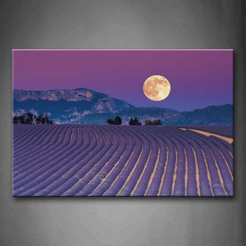 Purple Field With Big Ring Moon Wall Art Painting The Picture Print On Canvas Flower Pictures For Home Decor Decoration Gift 