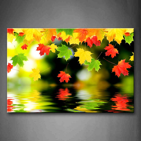 Yellow Orange Colorful Leaf Falling In Water Wall Art Painting Pictures Print On Canvas Botanical The Picture For Home Modern Decoration 