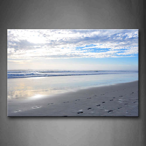 Beach With Footprint Sunlight Wall Art Painting Pictures Print On Canvas Seascape The Picture For Home Modern Decoration 