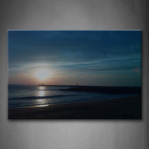 Sea At Sunset With Weak Sunlight Wall Art Painting The Picture Print On Canvas Seascape Pictures For Home Decor Decoration Gift 