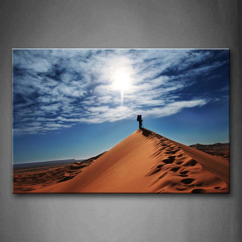 Desert With Hiker With Sun Cloud Wall Art Painting Pictures Print On Canvas Landscape The Picture For Home Modern Decoration 