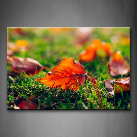 Autumn Leaf In Grass Wall Art Painting The Picture Print On Canvas Flower Pictures For Home Decor Decoration Gift 