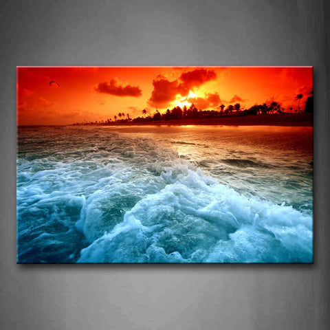 Sea Wave At Sunset Wall Art Painting The Picture Print On Canvas Seascape Pictures For Home Decor Decoration Gift 