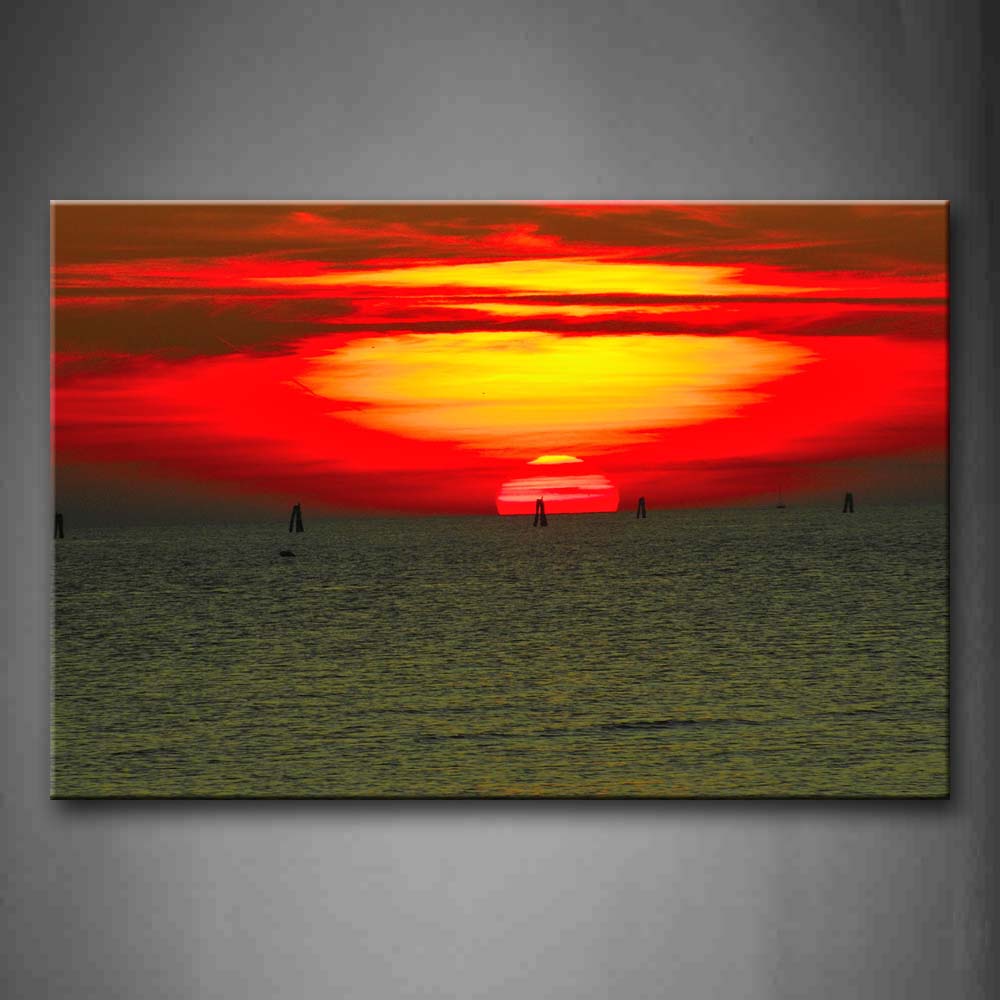 Sun Down In Sea Horizon Wall Art Painting Pictures Print On Canvas Seascape The Picture For Home Modern Decoration 
