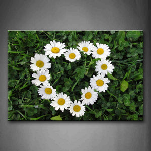 Daisys With Love Shape In Bushes Wall Art Painting The Picture Print On Canvas Flower Pictures For Home Decor Decoration Gift 