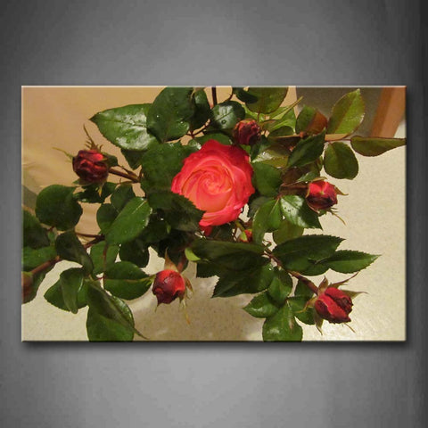 Pink Rose Surround Green Leaf Wall Art Painting Pictures Print On Canvas Flower The Picture For Home Modern Decoration 