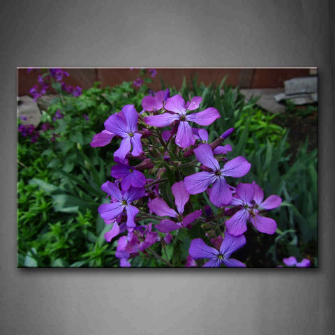 Purple Flower With Grass In Bushes Wall Art Painting The Picture Print On Canvas Flower Pictures For Home Decor Decoration Gift 