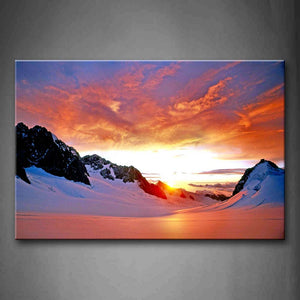 Mountain Covered Snow At Sunset  Wall Art Painting Pictures Print On Canvas Landscape The Picture For Home Modern Decoration 