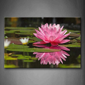 Pink Water Lily Petal Green Leaf In Lake  Wall Art Painting The Picture Print On Canvas Flower Pictures For Home Decor Decoration Gift 