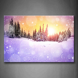 Snow Cover Tree At Sunset In Winter Wall Art Painting Pictures Print On Canvas Landscape The Picture For Home Modern Decoration 