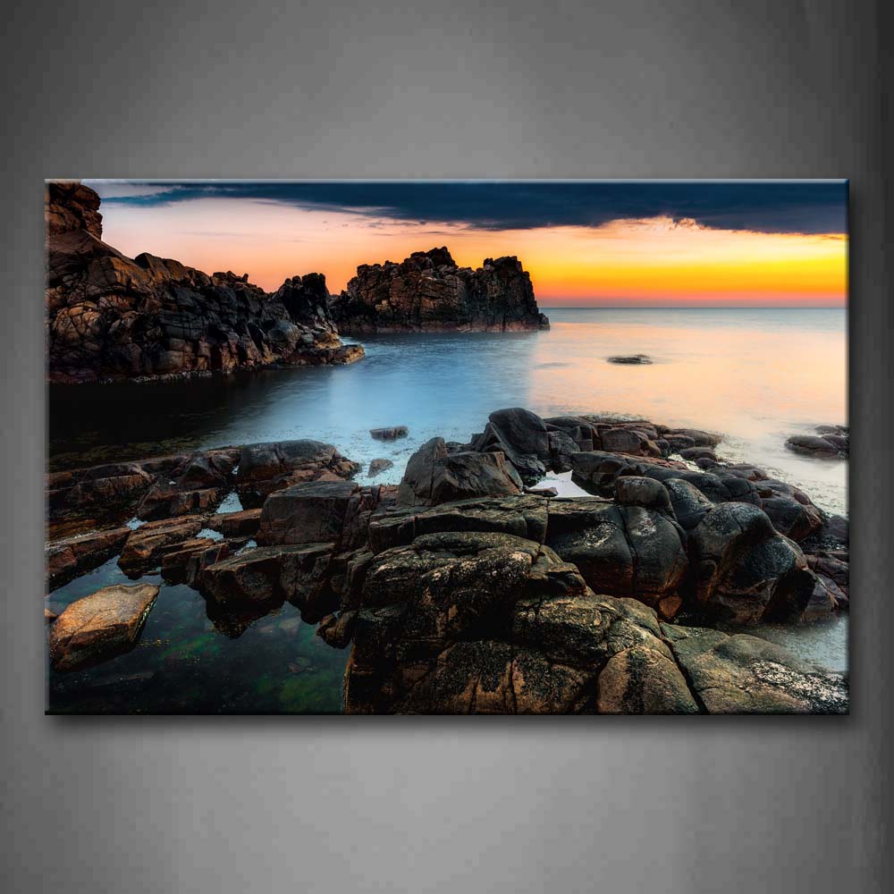 Rock In Beach With Sunlight Wall Art Painting The Picture Print On Canvas Seascape Pictures For Home Decor Decoration Gift 