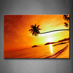 Beach With Palm At Sunset Wall Art Painting Pictures Print On Canvas Seascape The Picture For Home Modern Decoration 