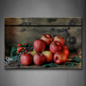 Red Apple Crowd With Green Leaf Wall Art Painting Pictures Print On Canvas Food The Picture For Home Modern Decoration 