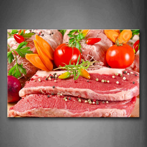 Fresh Meat With Colorful Vegetable Wall Art Painting Pictures Print On Canvas Food The Picture For Home Modern Decoration 