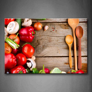 Red Colorful Vegetables With Brown Chopsticks Wall Art Painting The Picture Print On Canvas Food Pictures For Home Decor Decoration Gift 