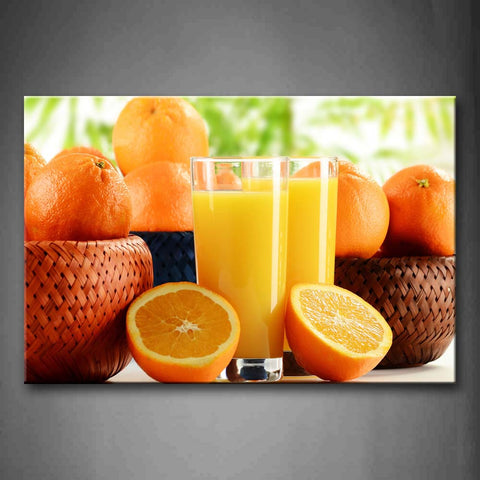 Yellow Orange Orange Fruit And Juice In Cup Wall Art Painting Pictures Print On Canvas Food The Picture For Home Modern Decoration 