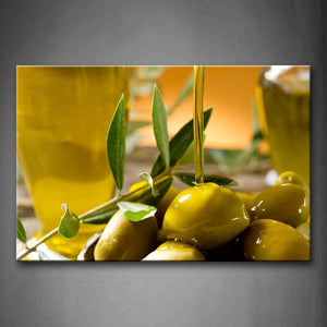 Yellow Olive With Green Leaf Wall Art Painting Pictures Print On Canvas Food The Picture For Home Modern Decoration 