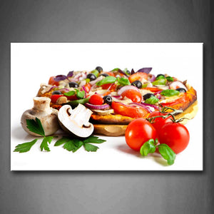 Pizza With Colorful Vegetables And Mushroom Wall Art Painting The Picture Print On Canvas Food Pictures For Home Decor Decoration Gift 