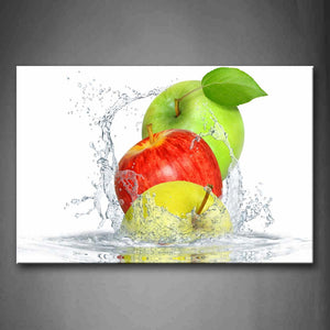 Yellow Red And Green Apple In Water Wall Art Painting Pictures Print On Canvas Food The Picture For Home Modern Decoration 
