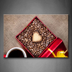 Brown Coffee In Red Box Wall Art Painting Pictures Print On Canvas Food The Picture For Home Modern Decoration 