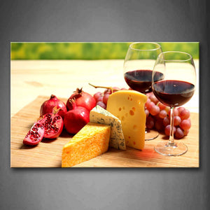 Still Life Grape Wine Cheese Pomegranate Wall Art Painting The Picture Print On Canvas Food Pictures For Home Decor Decoration Gift 