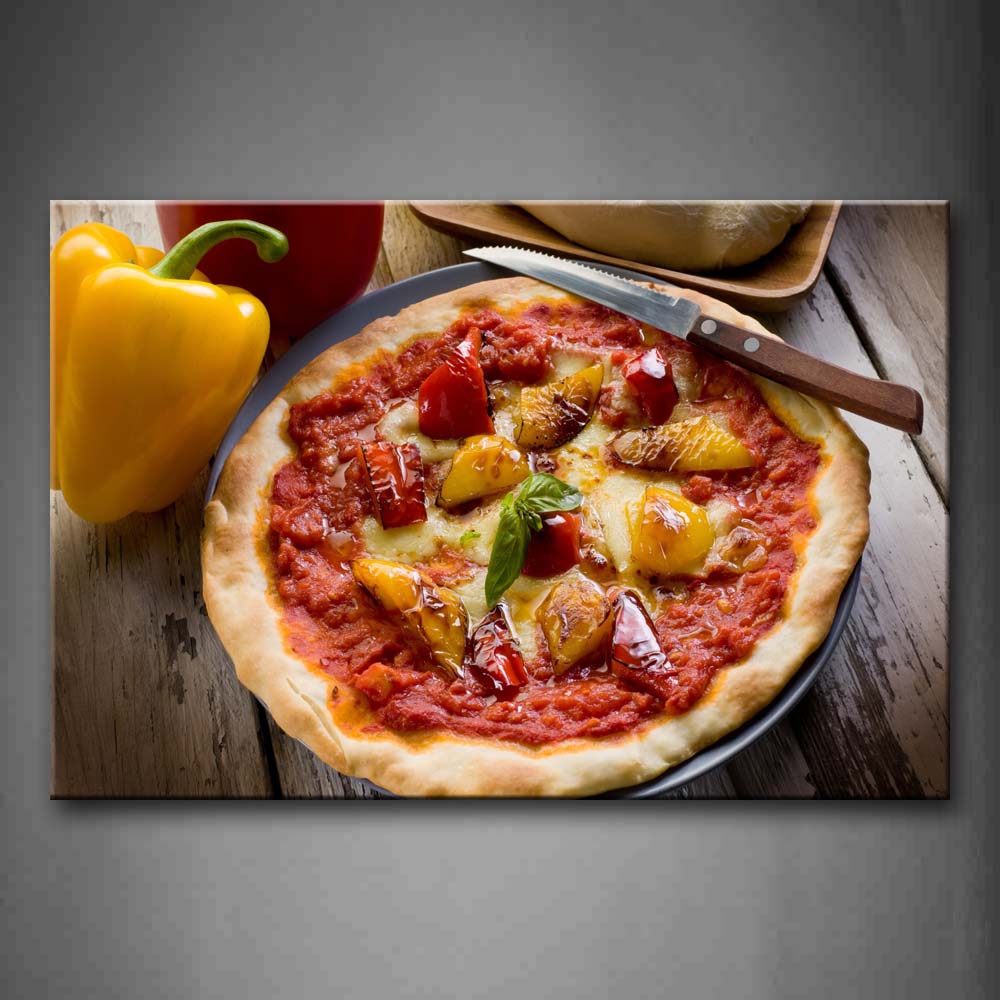 Pizza With Yellow Pepper Knife Wall Art Painting The Picture Print On Canvas Food Pictures For Home Decor Decoration Gift 