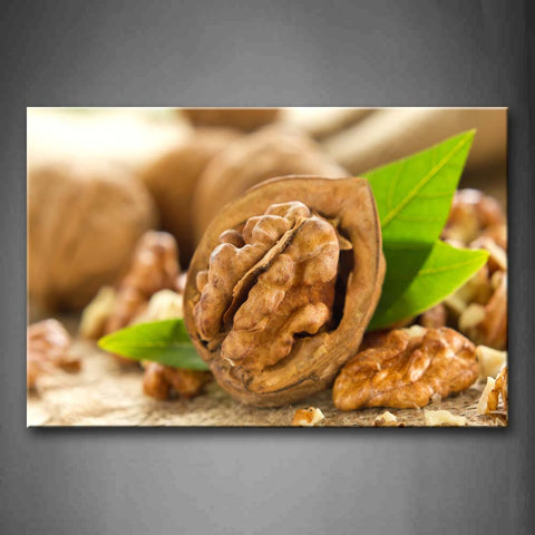 Brown Walnut And Green Leaf Wall Art Painting Pictures Print On Canvas Food The Picture For Home Modern Decoration 