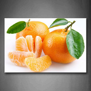 Yellow Orange Mandarin With Green Leaf Wall Art Painting Pictures Print On Canvas Food The Picture For Home Modern Decoration 