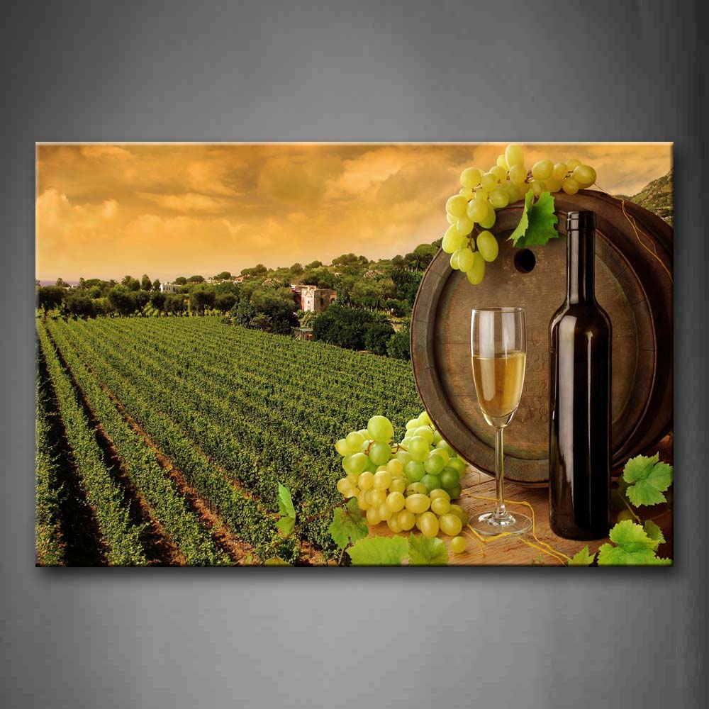 Grape Wine With Green Field Wall Art Painting The Picture Print On Canvas Food Pictures For Home Decor Decoration Gift 