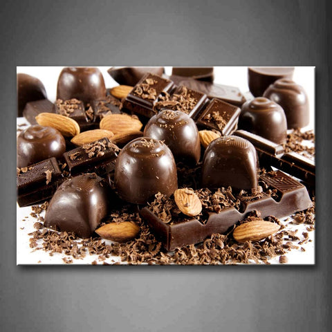 Brown Chocolate And Almond Wall Art Painting Pictures Print On Canvas Food The Picture For Home Modern Decoration 