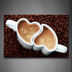 Brown Coffee In White Heart-Shape Cup Wall Art Painting The Picture Print On Canvas Food Pictures For Home Decor Decoration Gift 