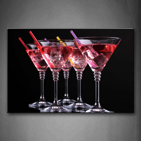 Cocktail With Sucker In Goblet Wall Art Painting Pictures Print On Canvas Food The Picture For Home Modern Decoration 